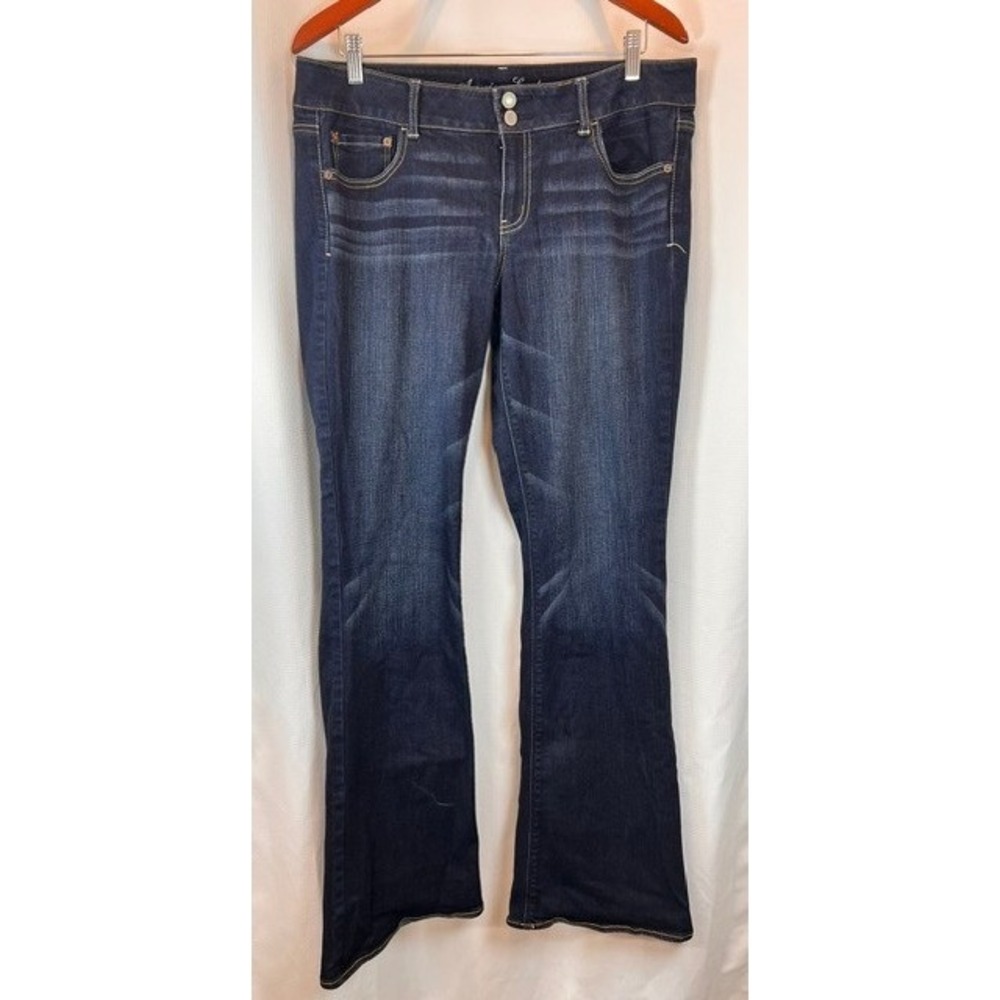 American Eagle Double-Button Bootcut Jeans Dark Wash Size 16L Vintage 2013